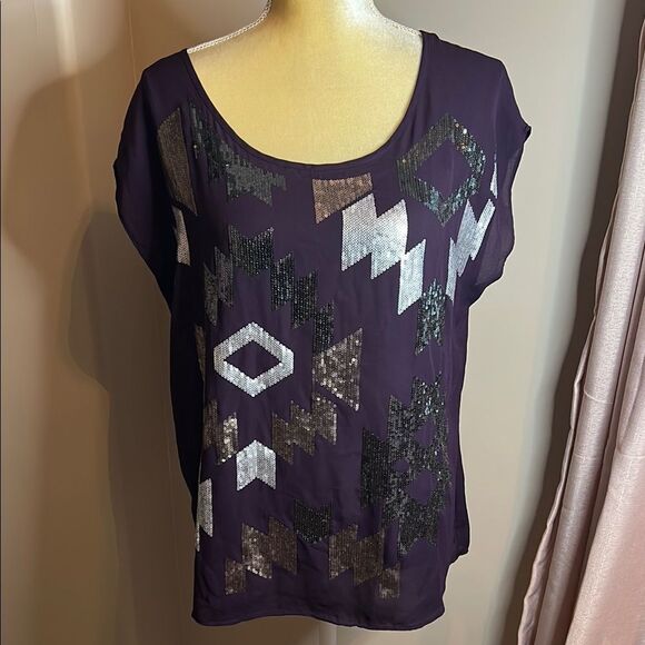 GUC Purple Sparkly Blouse(size Large) - Picture 1 of 5